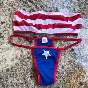 Red white and blue bikini
